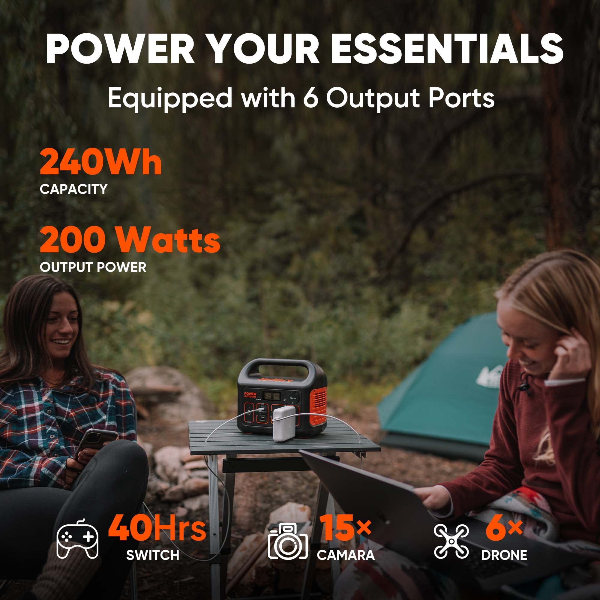 Jackery Portable Power Station Explorer 240, 240Wh Backup Lithium Battery, 110V/200W Pure Sine Wave AC Outlet, Solar Generator for Outdoors Camping Travel Hunting Emergency (Solar Panel Optional)
