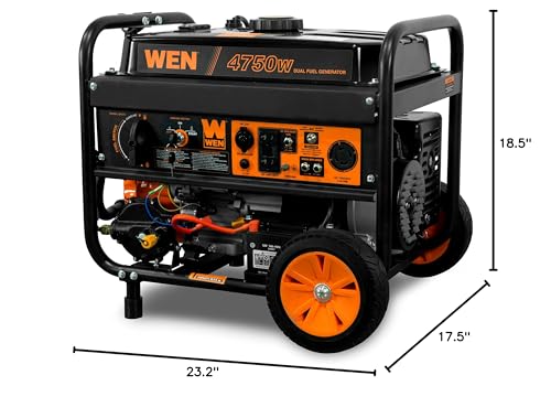 WEN DF475T Dual Fuel 120V/240V Portable Generator with Electric Start Transfer Switch Ready, 4750-Watt, CARB Compliant