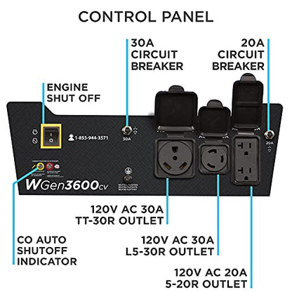 Westinghouse Outdoor Power Equipment 4650 Peak Watt Portable Generator, RV Ready 30A Outlet, Gas Powered, CO Sensor