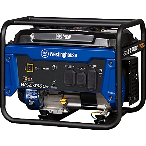 Westinghouse Outdoor Power Equipment 4650 Peak Watt Portable Generator, RV Ready 30A Outlet, Gas Powered, CO Sensor