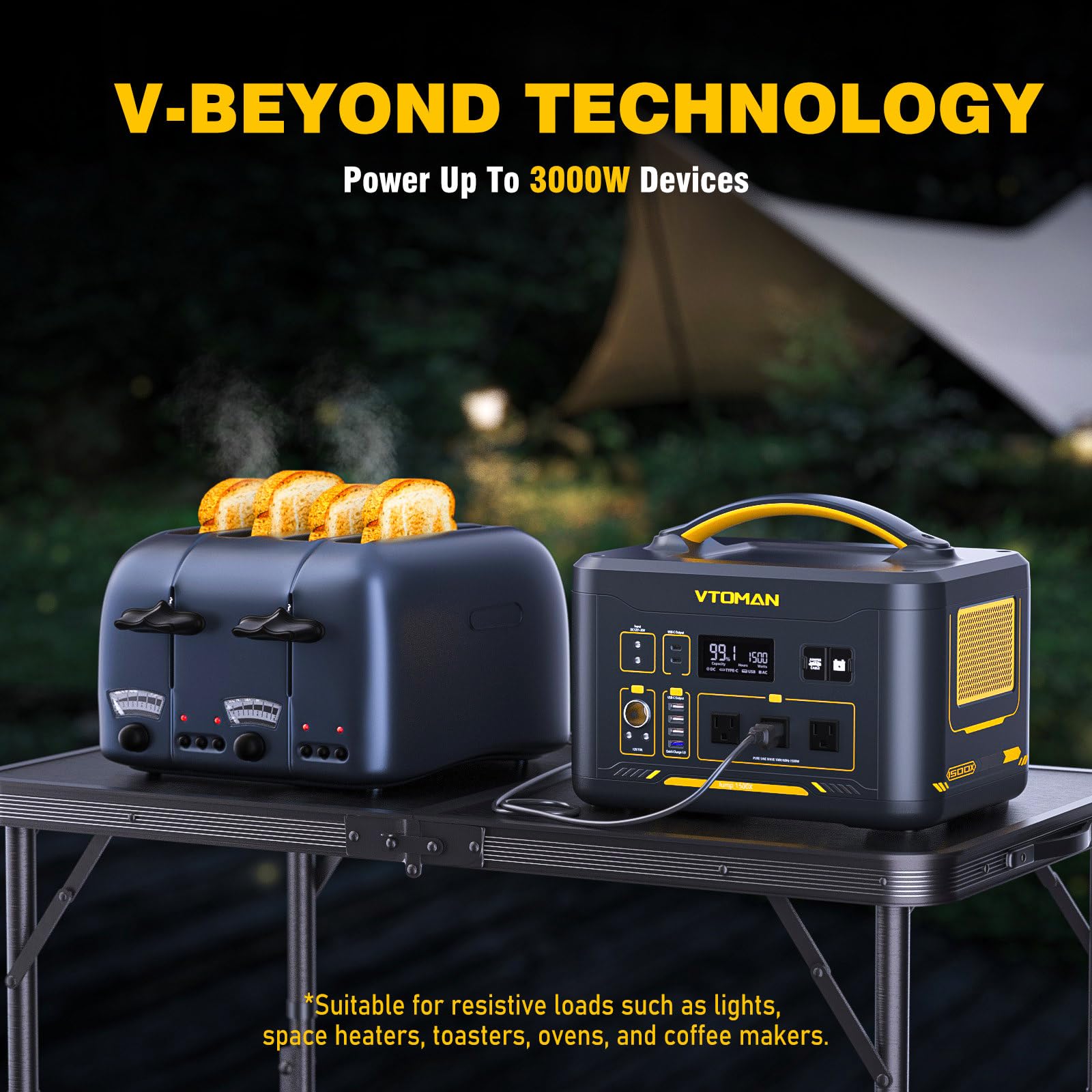VTOMAN Jump 1500X Portable Power Station 1500W (3000W Peak), 828Wh LiFePO4 (LFP) Battery Powered Generator with Expandable Capacity, 3x Pure Sine Wave 1500W AC Outlets, 2xPD 100W, 3x Regulated 12V DC