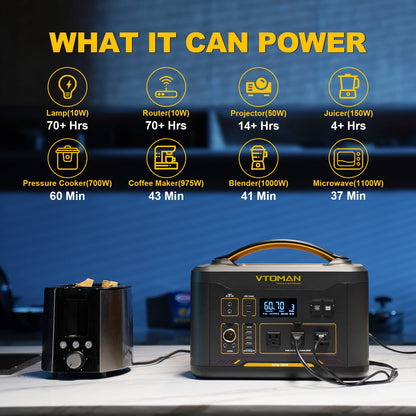 VTOMAN Jump 1500X Portable Power Station 1500W (3000W Peak), 828Wh LiFePO4 (LFP) Battery Powered Generator with Expandable Capacity, 3x Pure Sine Wave 1500W AC Outlets, 2xPD 100W, 3x Regulated 12V DC