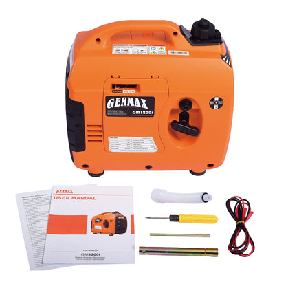 GENMAX Portable Inverter Generator，1200W Ultra-Quiet Gas Engine, EPA Compliant, Eco-Mode Feature, Ultra Lightweight for Backup Home Use & Camping (GM1200i)