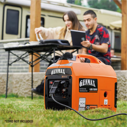 GENMAX Portable Inverter Generator，1200W Ultra-Quiet Gas Engine, EPA Compliant, Eco-Mode Feature, Ultra Lightweight for Backup Home Use & Camping (GM1200i)